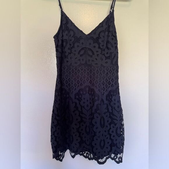 Abercrombie & Fitch Navy Cotton Eyelet Mini Dress Small - Picture 3 of 6
